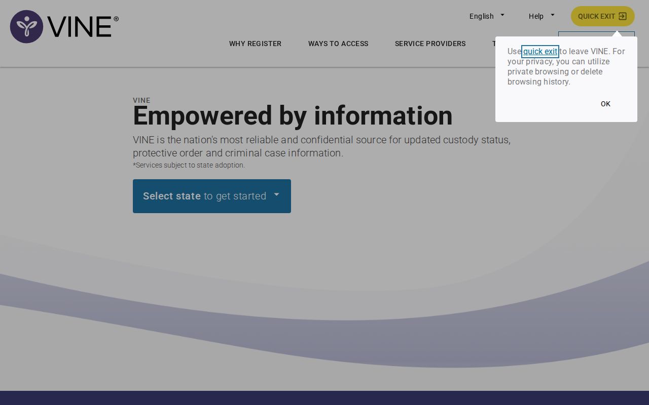 Henry County VINELink release check and Ohio custody notification screen